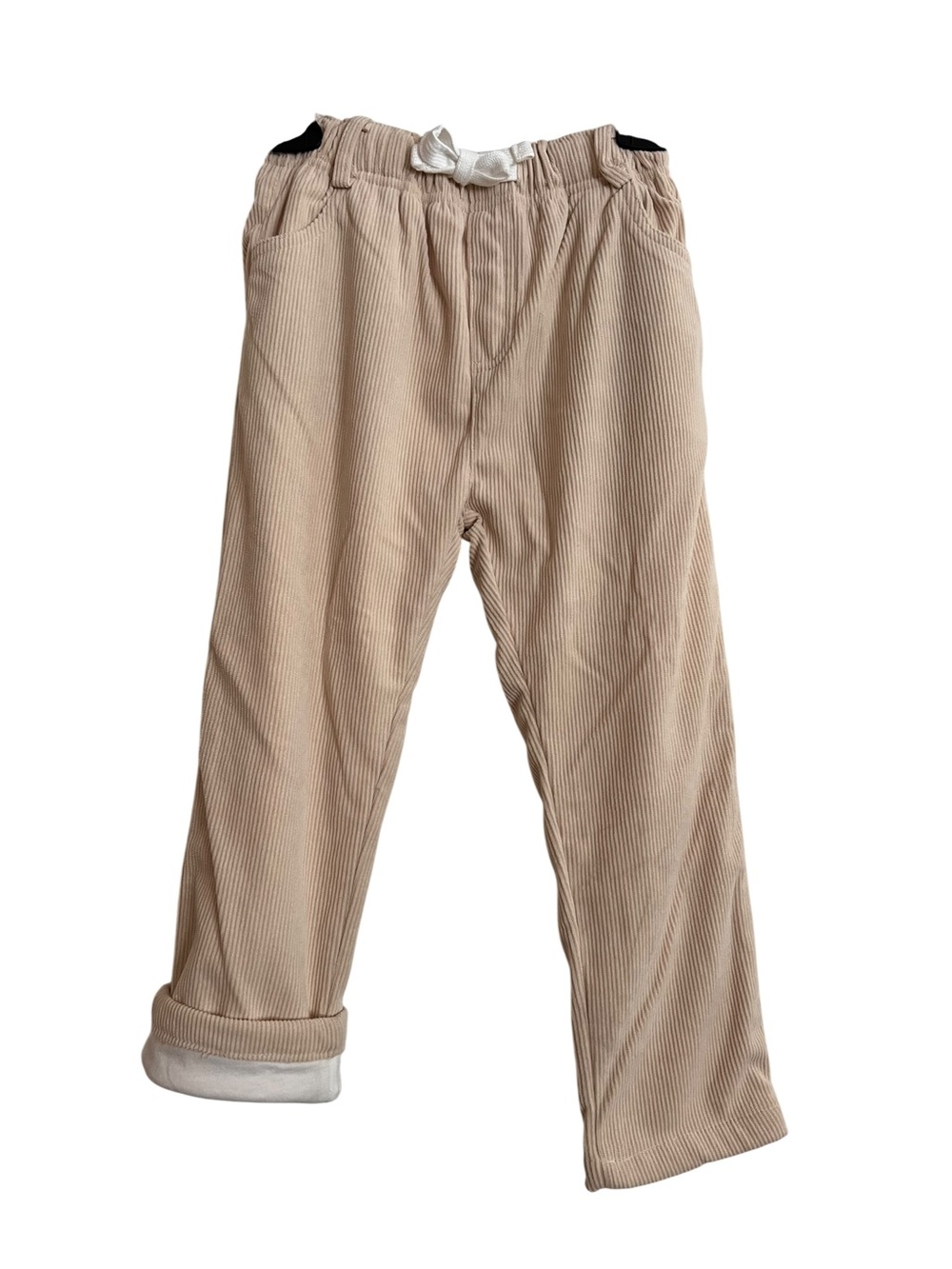 Little Bipsy Beige Corduroy Joggers with Drawstring